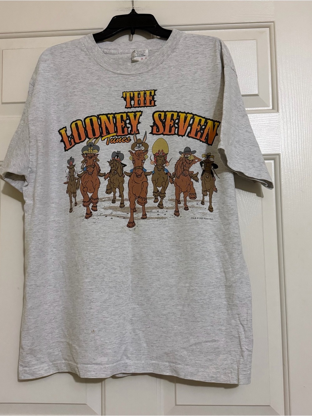 Looney Tunes Vtg 90s The Looney Seven Double-Sided Bugs Bunny Tee XL Western